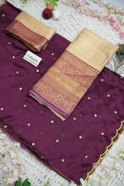 Darvika Women's Woven Design zari work Half Saree with Embroidered Blouse and Dupatta