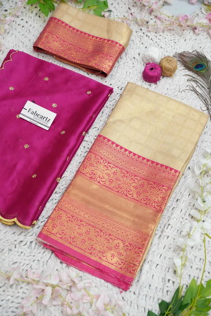 Darvika Women's Woven Design zari work Half Saree with Embroidered Blouse and Dupatta