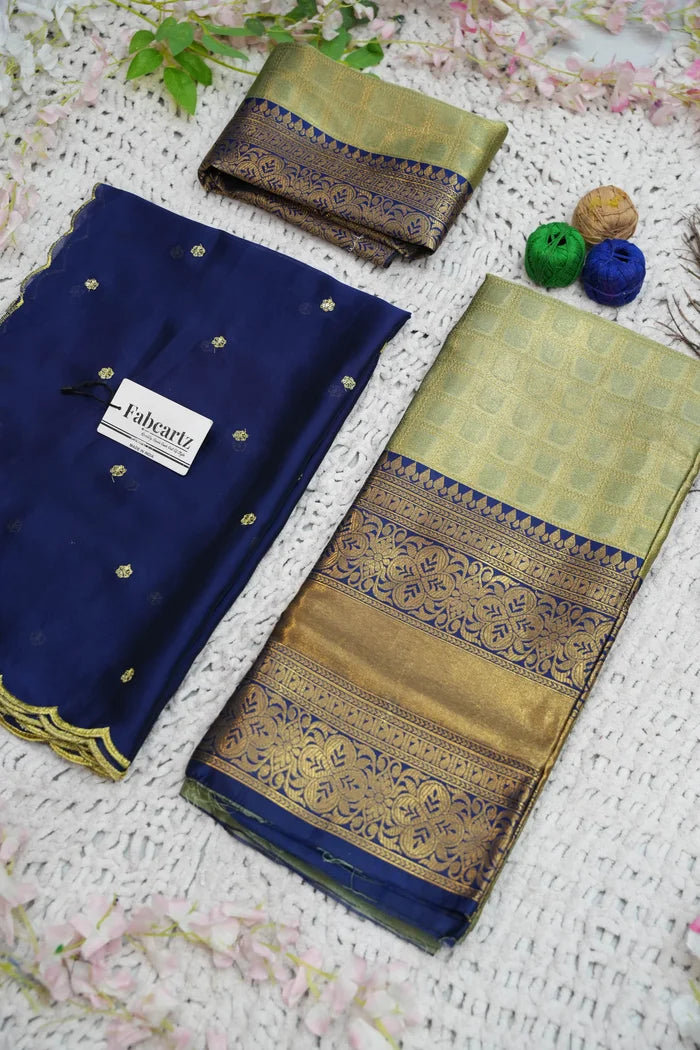 Darvika Women's Woven Design zari work Half Saree with Embroidered Blouse and Dupatta