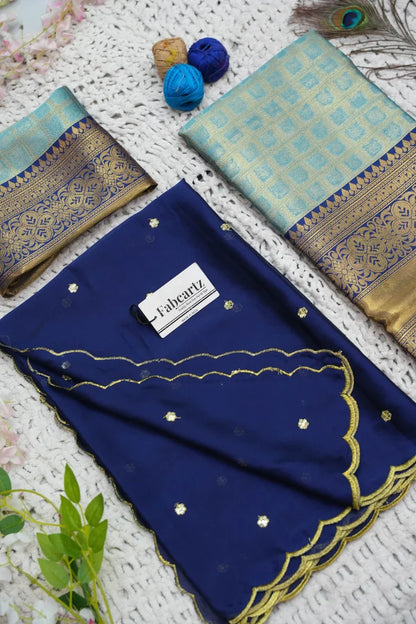 Darvika Women's Woven Design zari work Half Saree with Embroidered Blouse and Dupatta