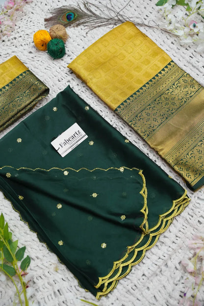 Darvika Women's Woven Design zari work Half Saree with Embroidered Blouse and Dupatta