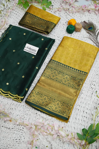 Darvika Women's Woven Design zari work Half Saree with Embroidered Blouse and Dupatta