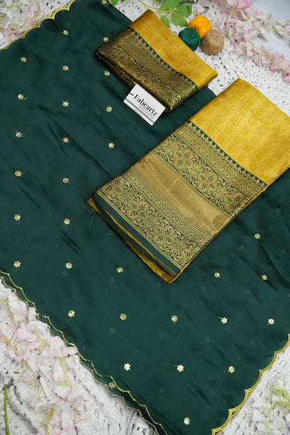 Darvika Women's Woven Design zari work Half Saree with Embroidered Blouse and Dupatta