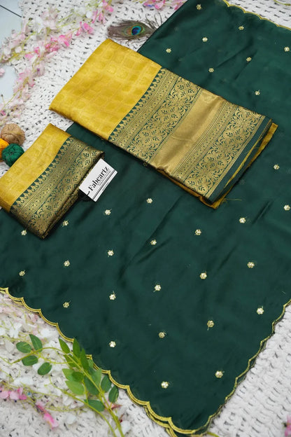 Darvika Women's Woven Design zari work Half Saree with Embroidered Blouse and Dupatta