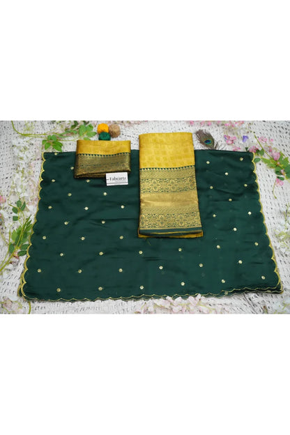 Darvika Women's Woven Design zari work Half Saree with Embroidered Blouse and Dupatta