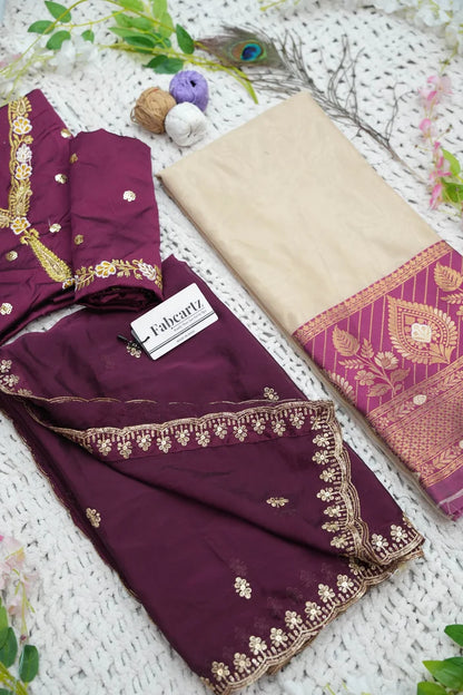 Ravleena Women's Woven Design zari work Half Saree with Embroidered Blouse and Dupatta