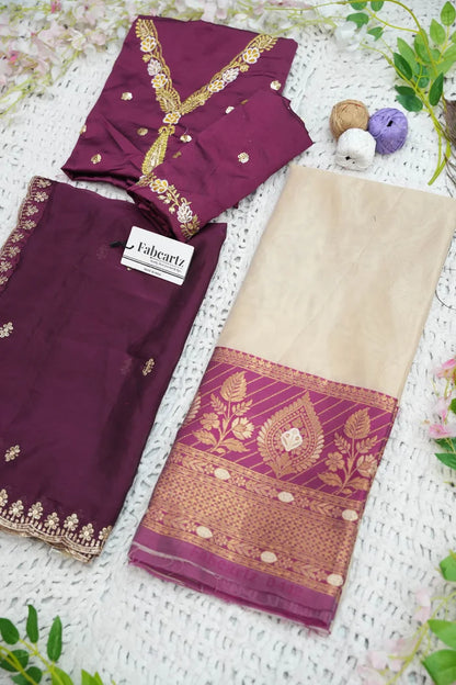 Ravleena Women's Woven Design zari work Half Saree with Embroidered Blouse and Dupatta