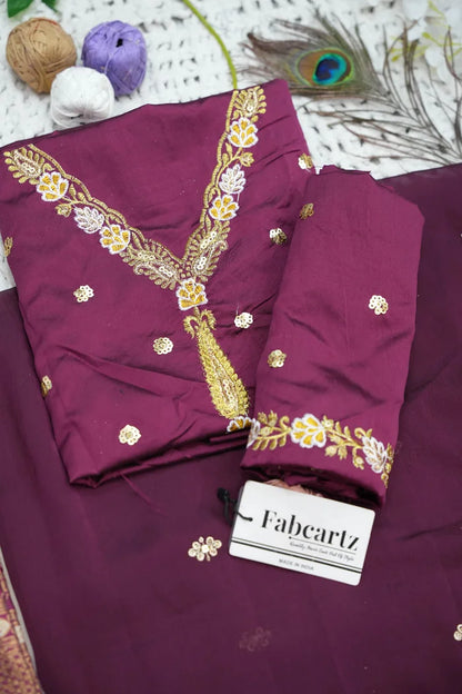 Ravleena Women's Woven Design zari work Half Saree with Embroidered Blouse and Dupatta