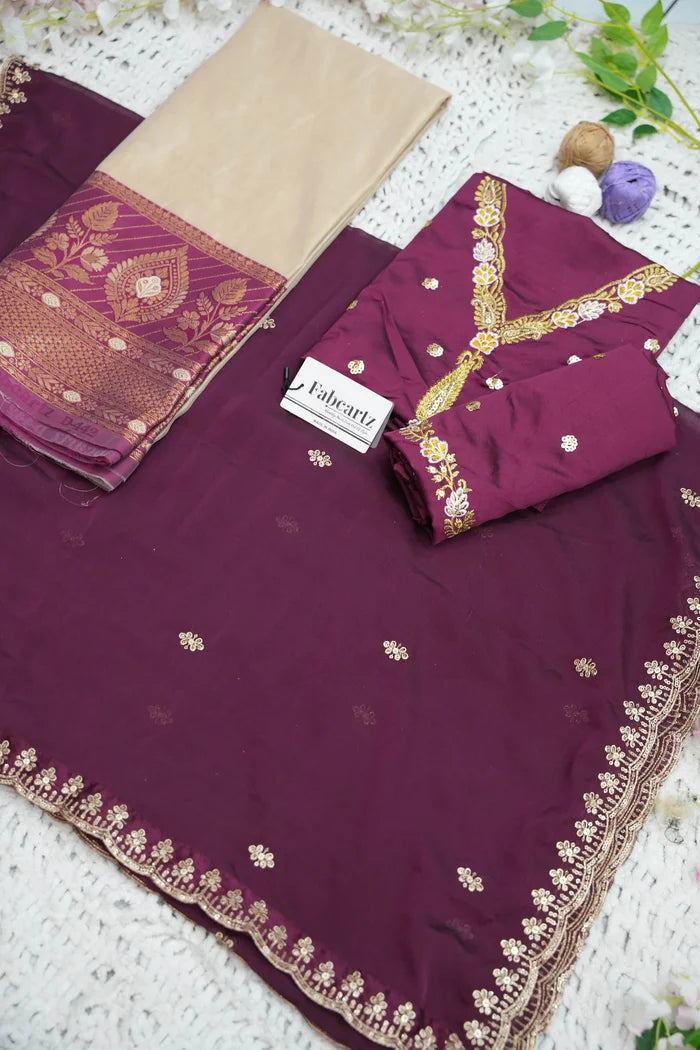 Ravleena Women's Woven Design zari work Half Saree with Embroidered Blouse and Dupatta