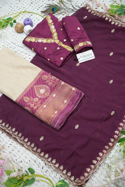Ravleena Women's Woven Design zari work Half Saree with Embroidered Blouse and Dupatta
