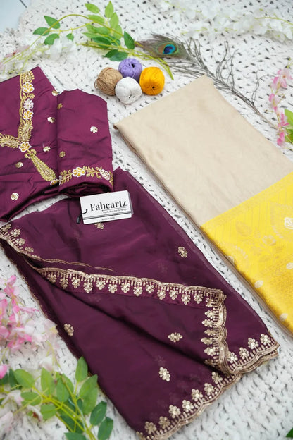 Ravleena Women's Woven Design zari work Half Saree with Embroidered Blouse and Dupatta