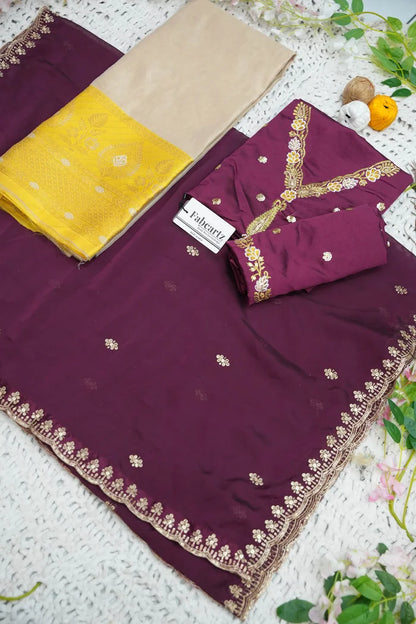 Ravleena Women's Woven Design zari work Half Saree with Embroidered Blouse and Dupatta