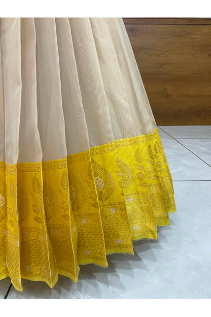 Ravleena Women's Woven Design zari work Half Saree with Embroidered Blouse and Dupatta