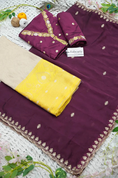 Ravleena Women's Woven Design zari work Half Saree with Embroidered Blouse and Dupatta