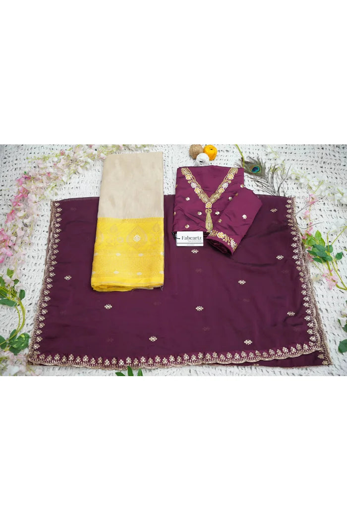 Ravleena Women's Woven Design zari work Half Saree with Embroidered Blouse and Dupatta