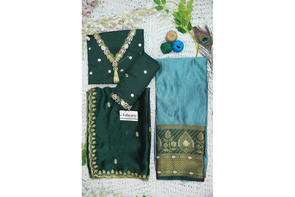 Ravleena Women's Woven Design zari work Half Saree with Embroidered Blouse and Dupatta