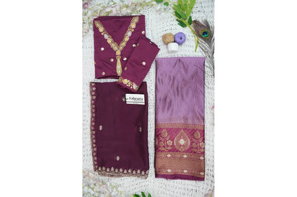 Ravleena Women's Woven Design zari work Half Saree with Embroidered Blouse and Dupatta