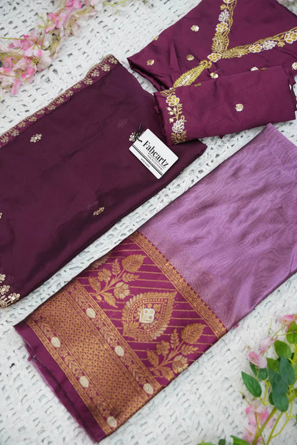 Ravleena Women's Woven Design zari work Half Saree with Embroidered Blouse and Dupatta