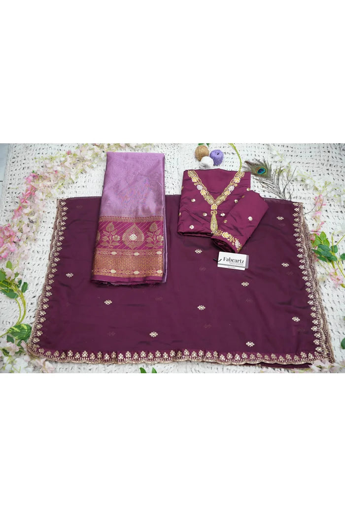 Ravleena Women's Woven Design zari work Half Saree with Embroidered Blouse and Dupatta