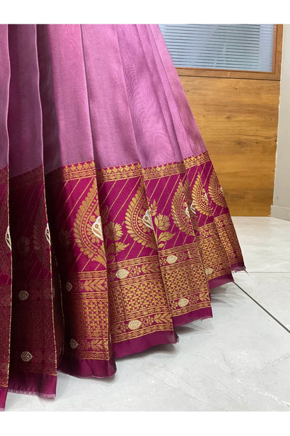 Ravleena Women's Woven Design zari work Half Saree with Embroidered Blouse and Dupatta