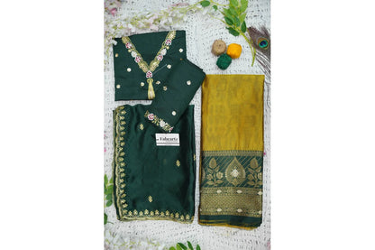 Ravleena Women's Woven Design zari work Half Saree with Embroidered Blouse and Dupatta