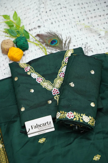 Ravleena Women's Woven Design zari work Half Saree with Embroidered Blouse and Dupatta