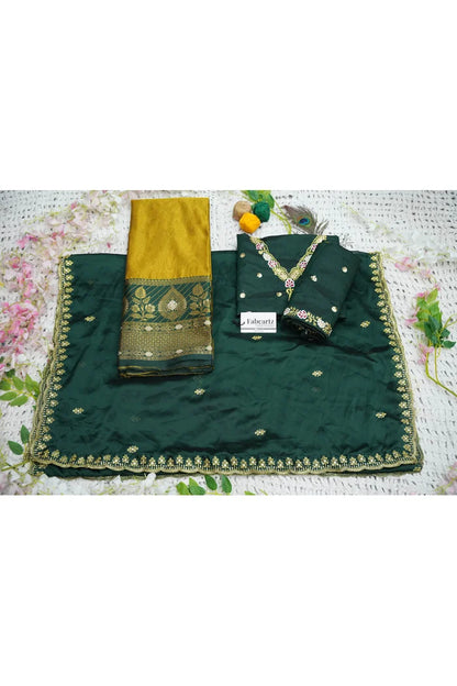 Ravleena Women's Woven Design zari work Half Saree with Embroidered Blouse and Dupatta