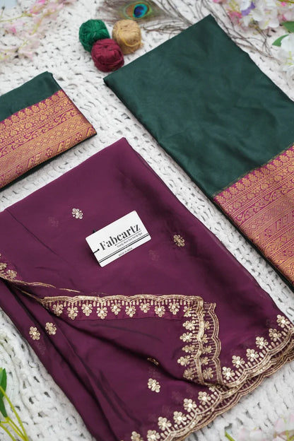 Velprita Women's Woven Design zari work Half Saree with Embroidered Blouse and Dupatta