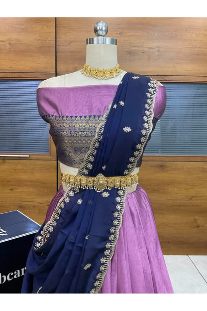 Velprita Women's Woven Design zari work Half Saree with Embroidered Blouse and Dupatta