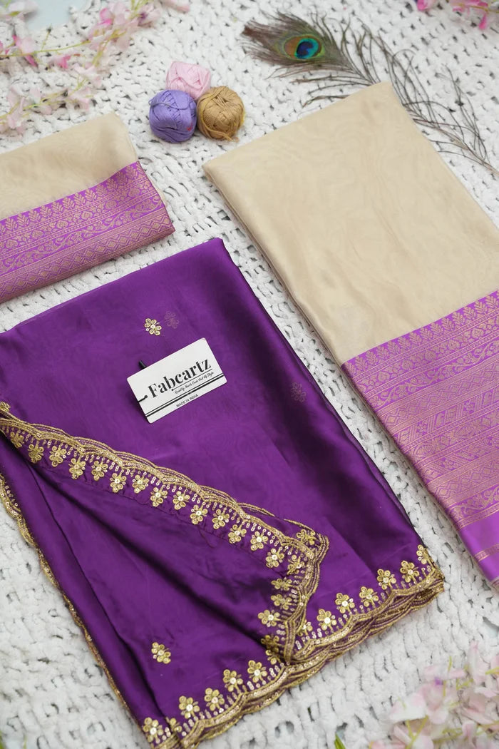 Velprita Women's Woven Design zari work Half Saree with Embroidered Blouse and Dupatta