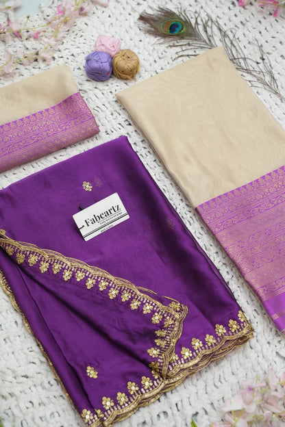 Velprita Women's Woven Design zari work Half Saree with Embroidered Blouse and Dupatta