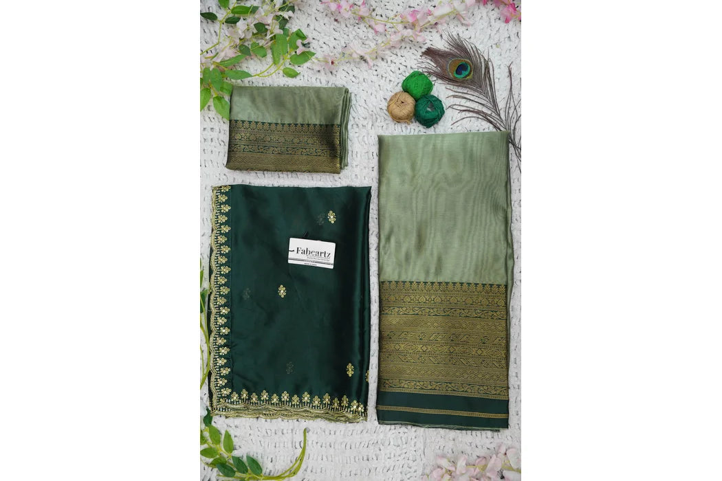 Velprita Women's Woven Design zari work Half Saree with Embroidered Blouse and Dupatta