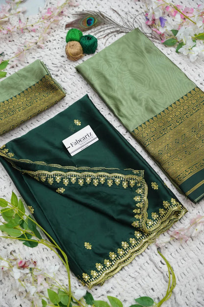 Velprita Women's Woven Design zari work Half Saree with Embroidered Blouse and Dupatta