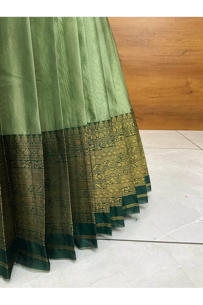 Velprita Women's Woven Design zari work Half Saree with Embroidered Blouse and Dupatta