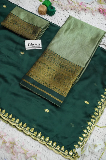 Velprita Women's Woven Design zari work Half Saree with Embroidered Blouse and Dupatta