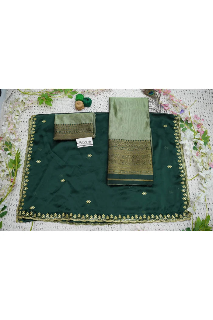 Velprita Women's Woven Design zari work Half Saree with Embroidered Blouse and Dupatta