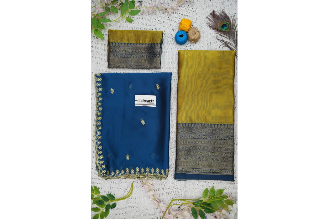 Velprita Women's Woven Design zari work Half Saree with Embroidered Blouse and Dupatta