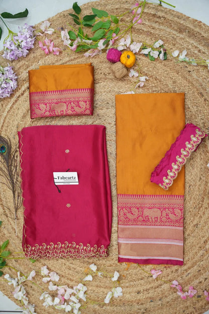 Sharvika Women's Woven Design Half Saree with Embroidered Blouse and Dupatta