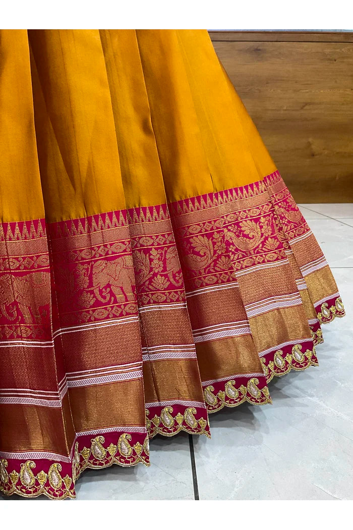Sharvika Women's Woven Design Half Saree with Embroidered Blouse and Dupatta