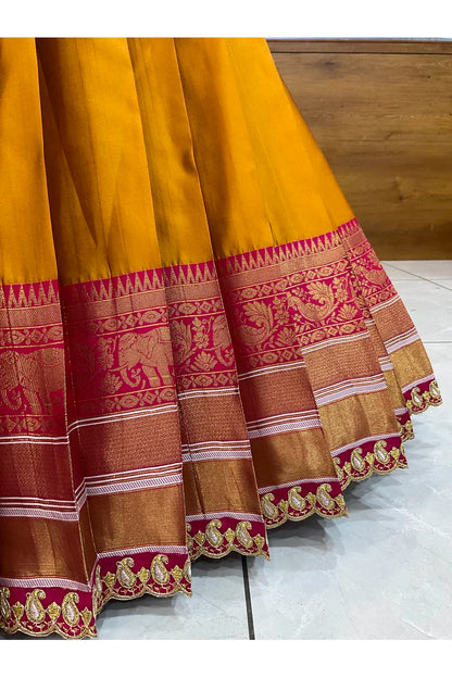 Sharvika Women's Woven Design Half Saree with Embroidered Blouse and Dupatta