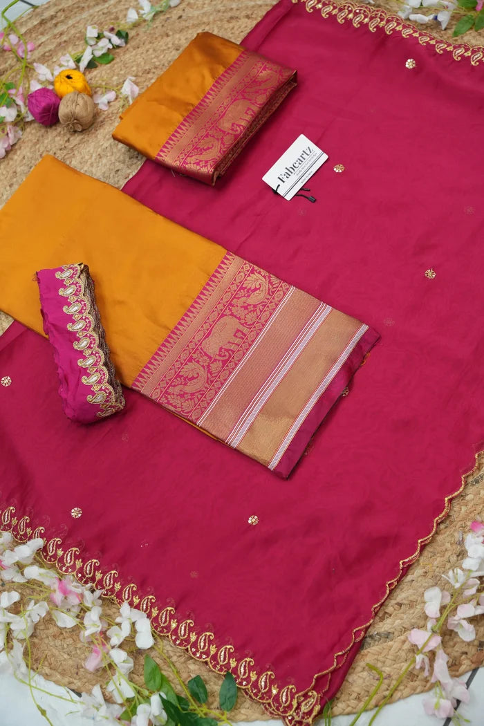 Sharvika Women's Woven Design Half Saree with Embroidered Blouse and Dupatta
