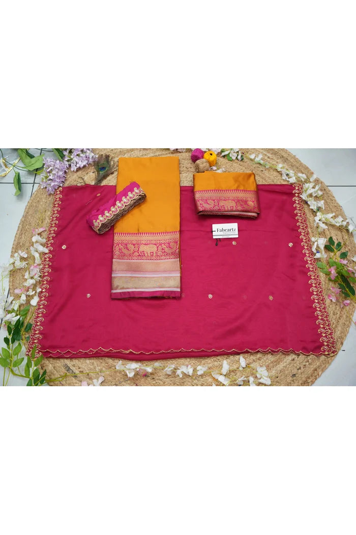 Sharvika Women's Woven Design Half Saree with Embroidered Blouse and Dupatta