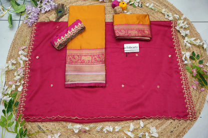 (Sharvika) Women's Woven Design Half Saree with Embroidered Blouse and Dupatta