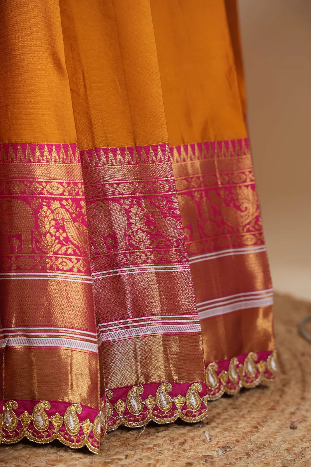 (Sharvika) Women's Woven Design Half Saree with Embroidered Blouse and Dupatta