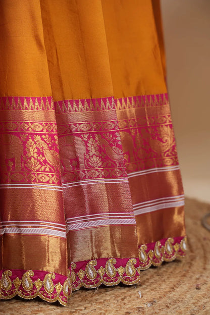 (Sharvika) Women's Woven Design Half Saree with Embroidered Blouse and Dupatta