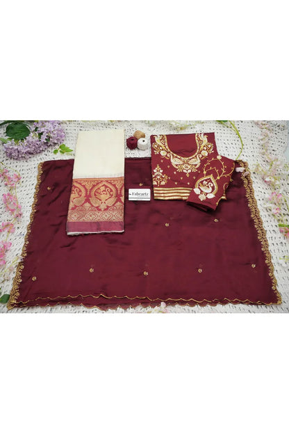 Pragna Women's Woven Design zari work Half Saree with Embroidered Blouse and Dupatta