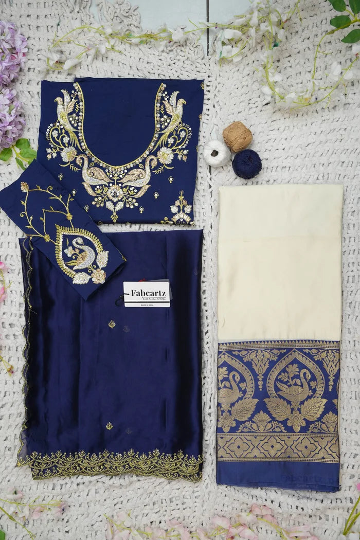 Pragna Women's Woven Design zari work Half Saree with Embroidered Blouse and Dupatta