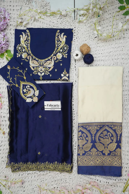Pragna Women's Woven Design zari work Half Saree with Embroidered Blouse and Dupatta