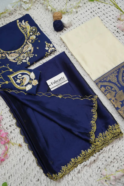 Pragna Women's Woven Design zari work Half Saree with Embroidered Blouse and Dupatta