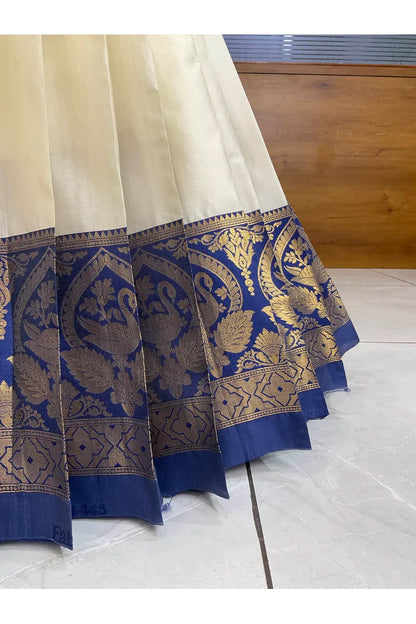 Pragna Women's Woven Design zari work Half Saree with Embroidered Blouse and Dupatta